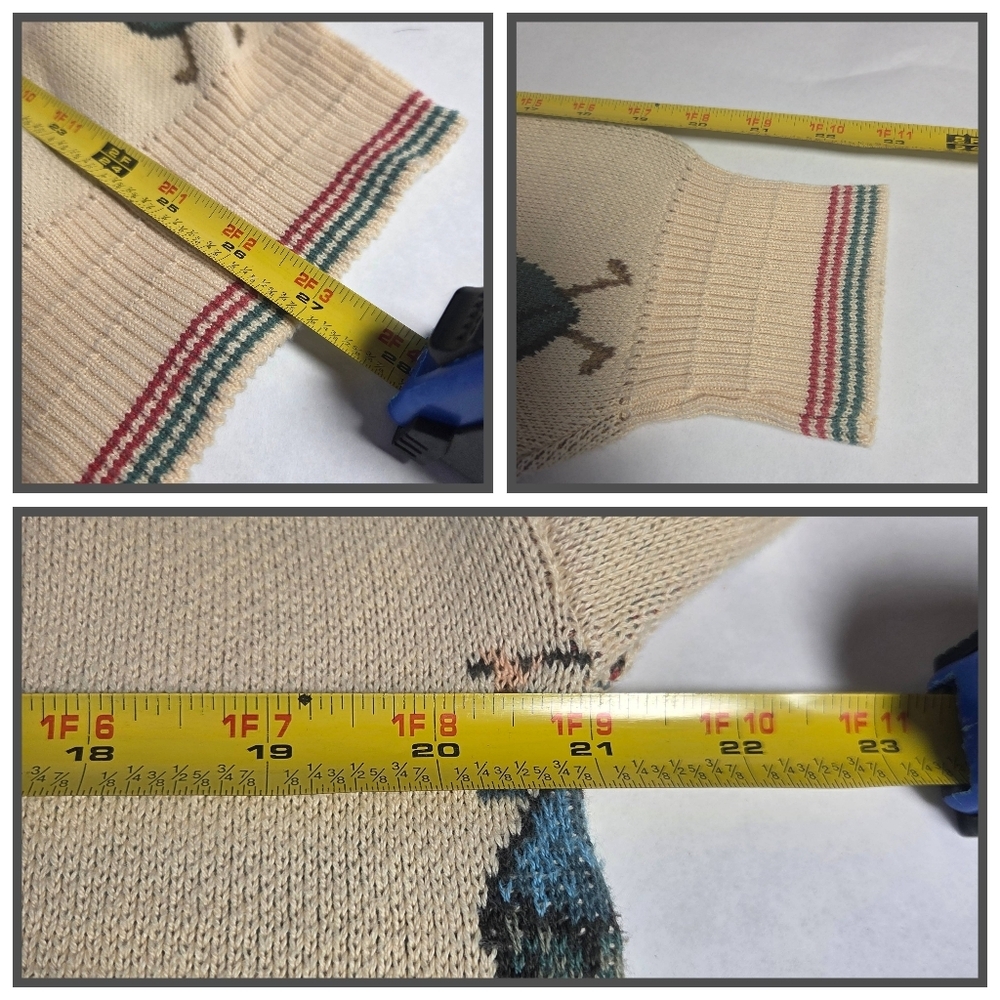 Vtg Neiman Marcus Cotton Golf Print Sweater Size Large Union Made Made In USA - Picture 11 of 16